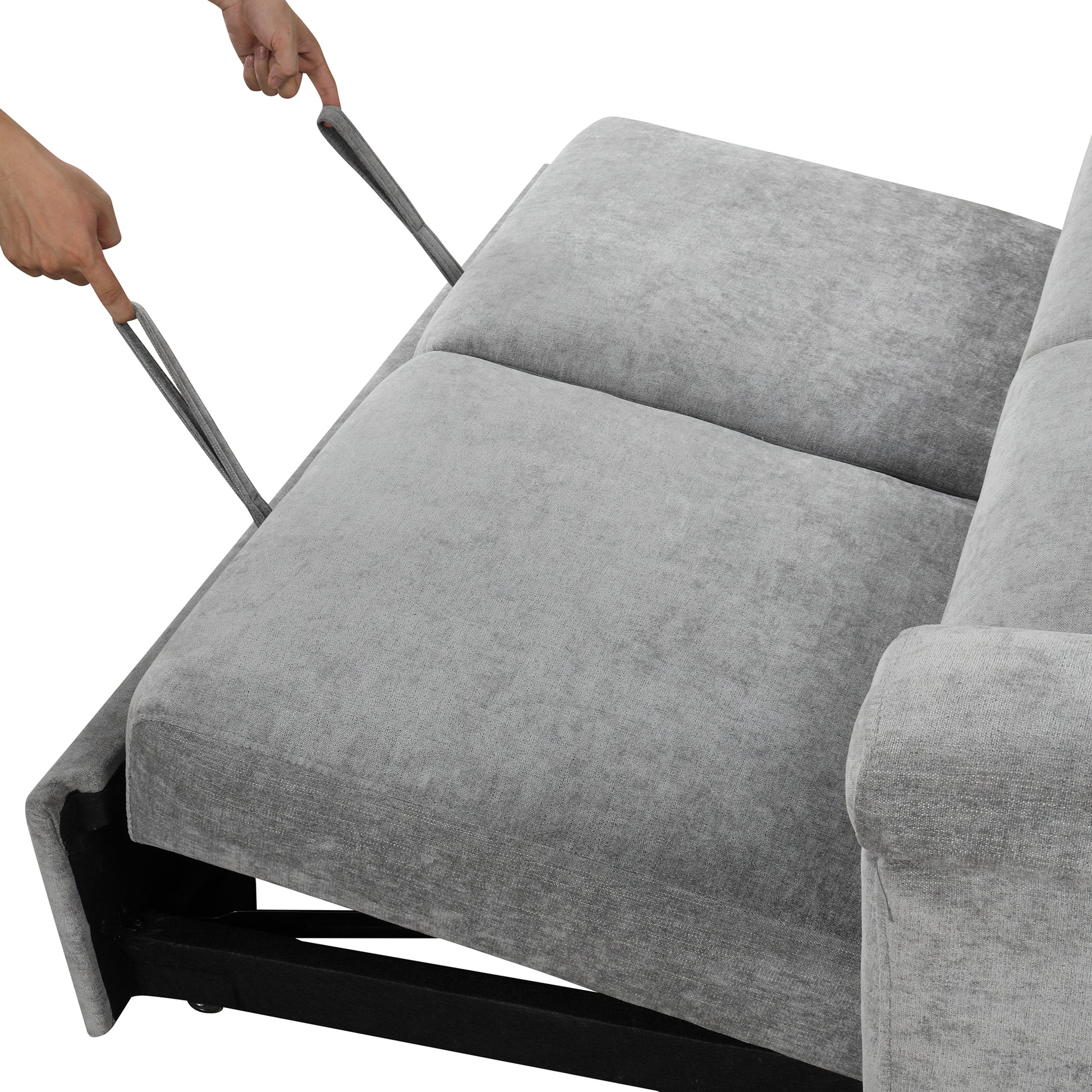 Convertible Soft Cushion Sofa Pull Bed ,For Two People To Sit On Gray Polyester