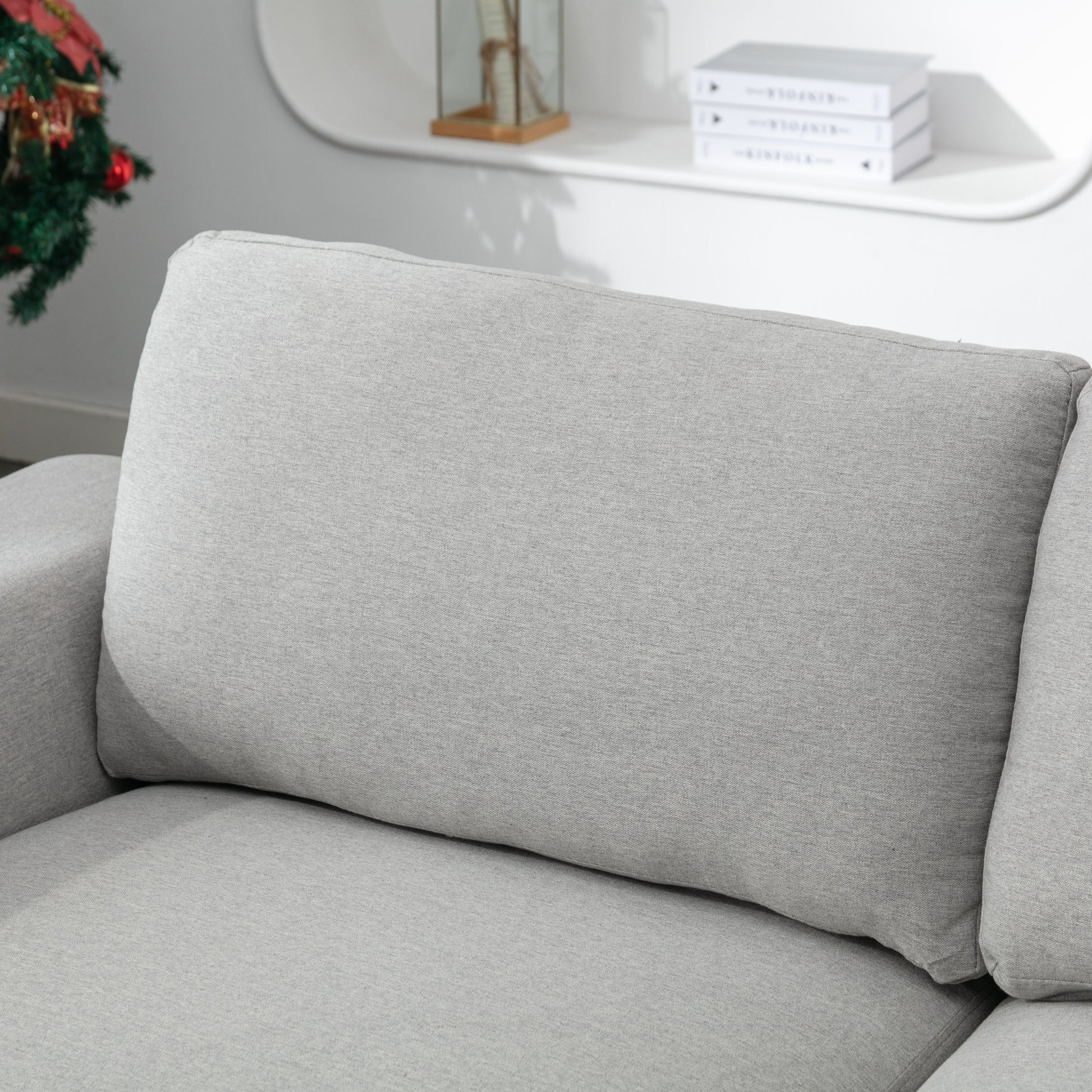 Large Sofa, 74.8 Inch Linen Fabric Loveseat Couch Mid Century Modern Upholstered Accent Couches For Living Room, Apartment, Bedroom,Light Grey Light Grey Linen Wood Dining Room Medium Soft Cushion Back Foam Linen 2 Seat