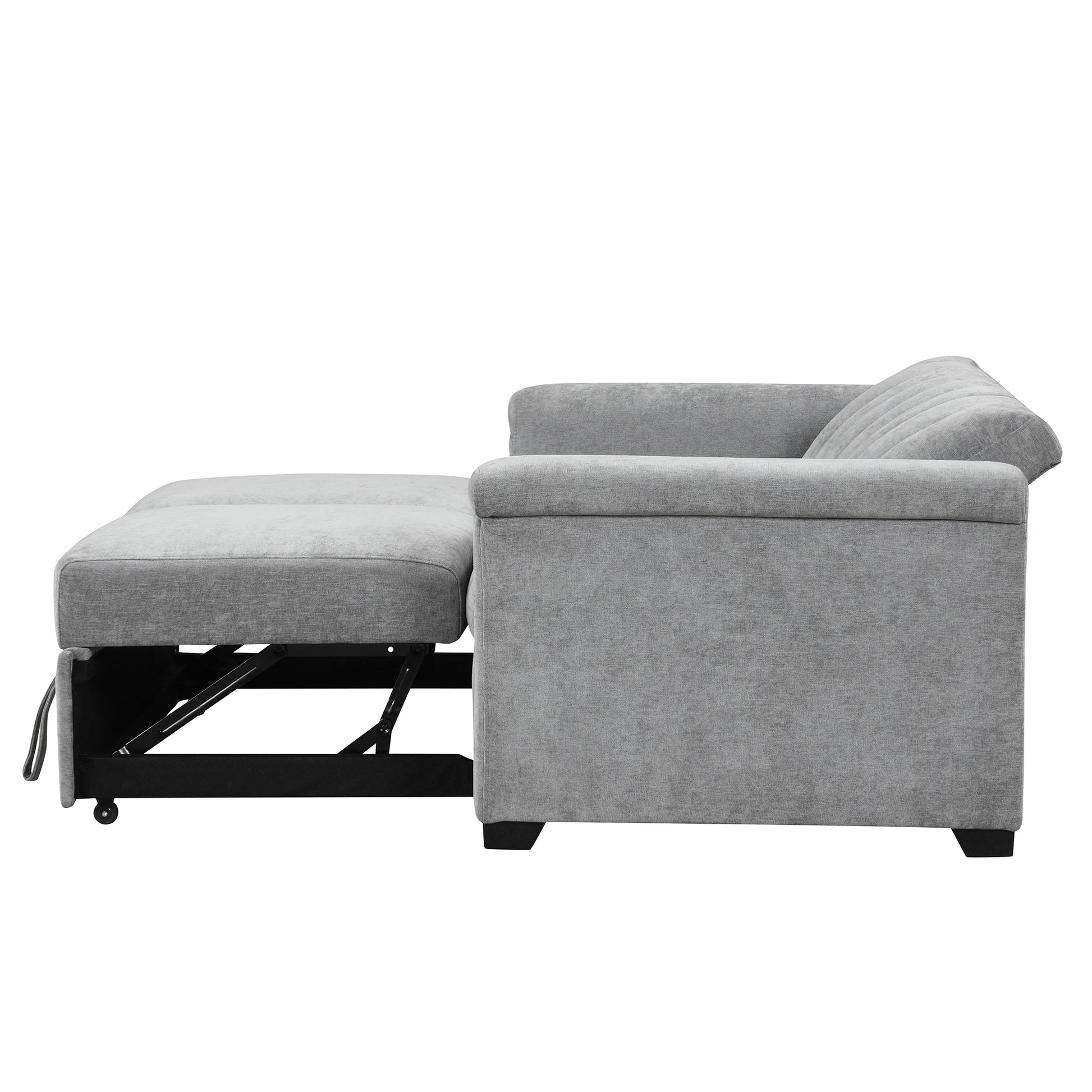 Convertible Soft Cushion Sofa Pull Bed ,For Two People To Sit On Gray Polyester
