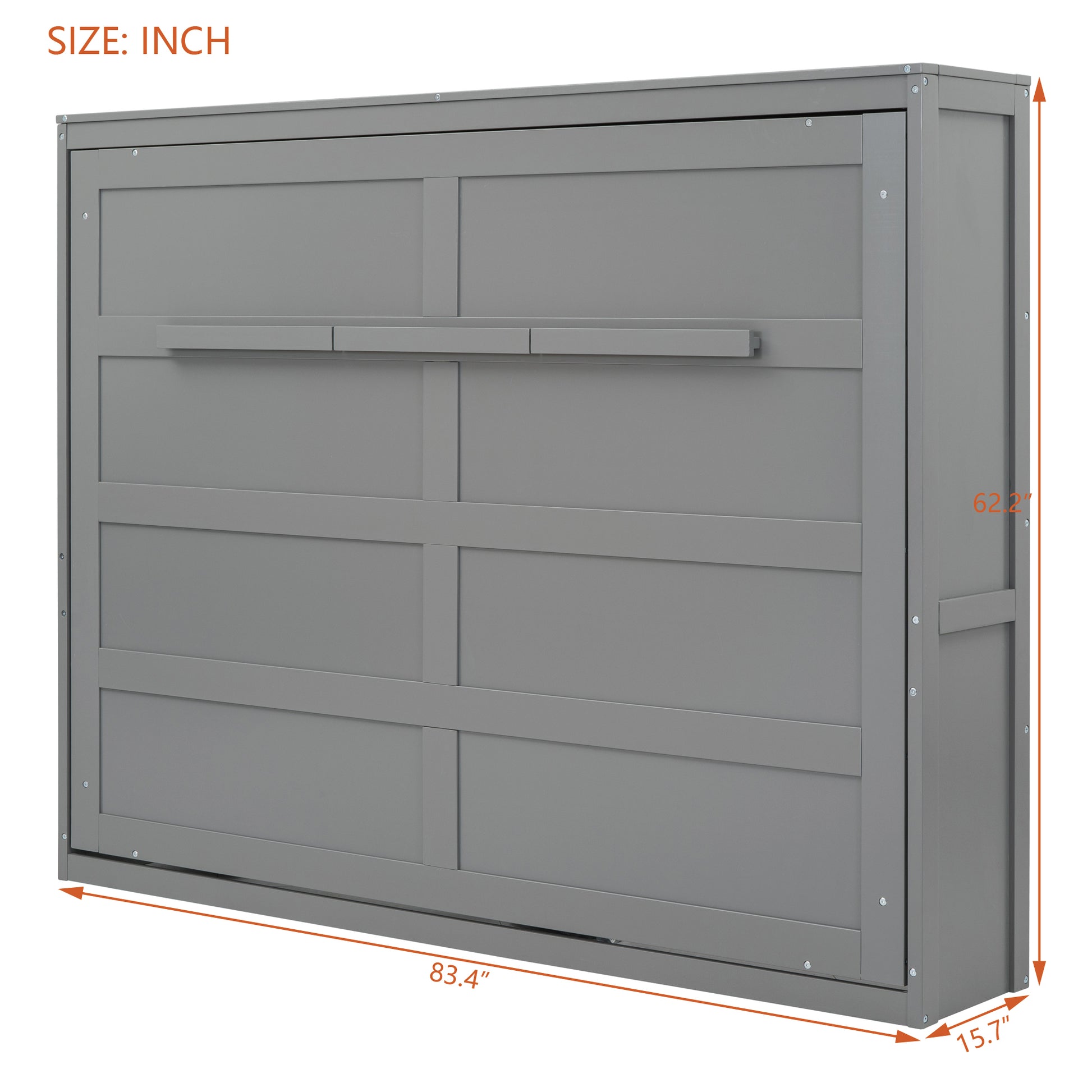 Full Size Murphy Bed Wall Bed,Gray Full Gray Plywood