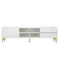 Tv Stand,Tv Cabinet,Entertainment Center,Tv Console,Media Console,With Led Remote Control Lights,Uv Bloom Drawer Panel,Gold Metal Table Legs, Can Be Placed In The Living Room, Bedroom, Color: White White White Primary Living Space 60 69 Inches 60 69