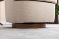 035 Linen Fabric Swivel Accent Chair With Soild Wood Round Brown Base Leg,Beige Beige Brown Primary Living Space Modern Eucalyptus Foam Linen