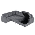 U Shaped Corduroy Combination Corner Sofa With Storage Lounge Chair, 6 Seater Oversized Sofa, With Usb Interfaces,Suitable For Living Room, Office, And Spacious Space Gray Polyester 6 Seat