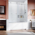 Frameless Sliding Bathtub Door 56 60 In.W X 62 In.H,Bypass Tub Glass Sliding Shower Doors,3 8