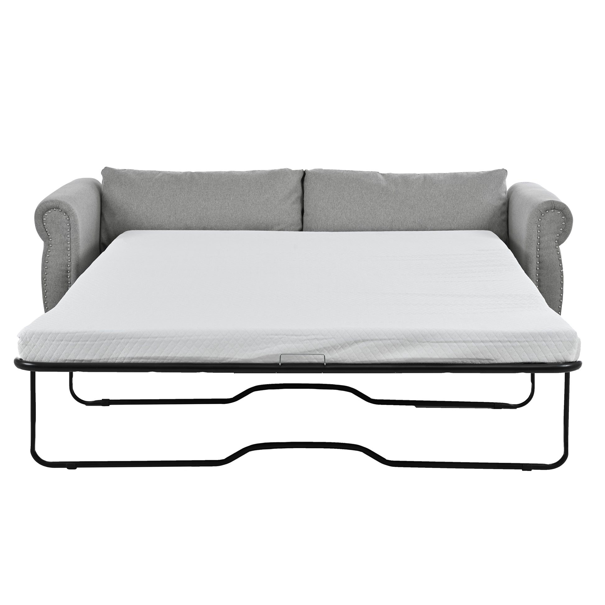 80.7'' 2 In 1 Sofa Bed Sleeper With Large Memory Mattress 63''*70.9*3.3 Inch , For Living Room Spaces Bedroom Gray Polyester
