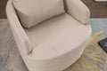 035 Linen Fabric Swivel Accent Chair With Soild Wood Round Brown Base Leg,Beige Beige Brown Primary Living Space Modern Eucalyptus Foam Linen