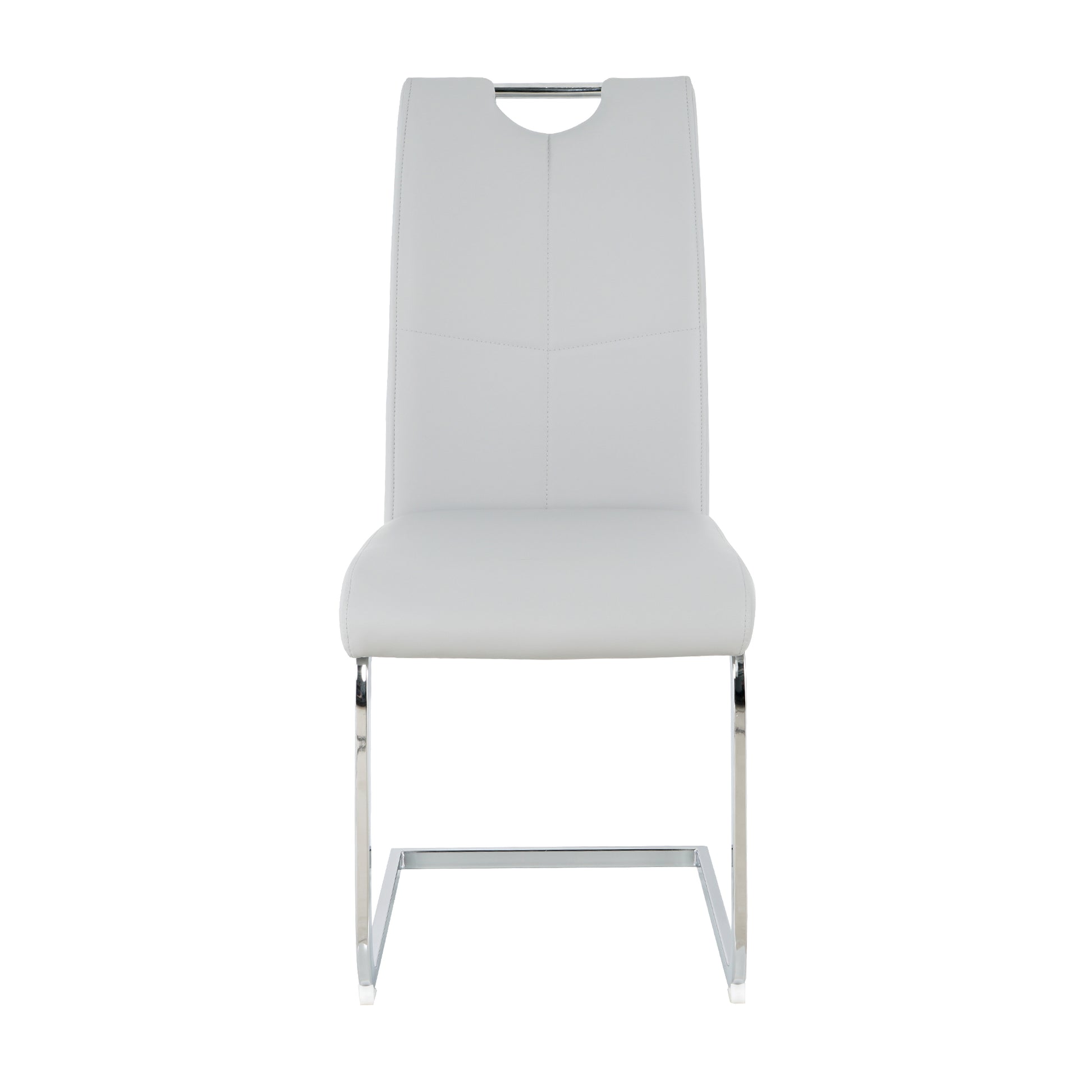 Modern Simple Rectangular Glass Dining Table, Solid Tempered Glass Tabletop, Electroplated Table Legs, Gray Pu Dining Chair Set, Suitable For Restaurant Kitchen Use Set Of 7 Upholstered Chair Glass Gray Pu Seats 6 Metal Rectangular Dining Table With