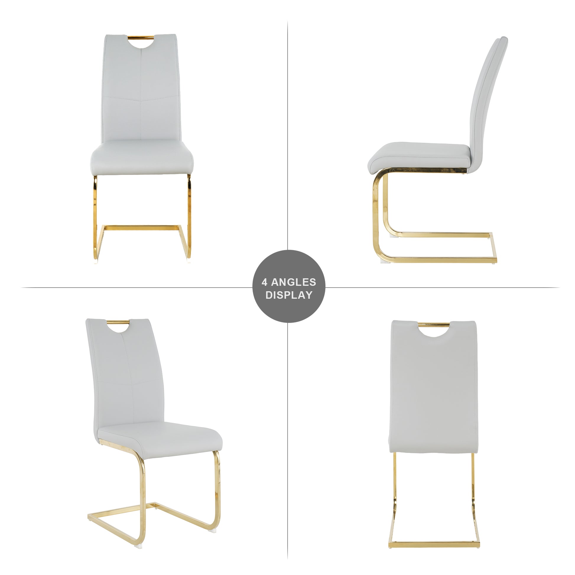 Modern Dining Chairs With Faux Leather Padded Seat Dining Living Room Chairs Upholstered Chair With Gold Metal Legs Design For Kitchen, Living, Bedroom, Dining Room Side Chairs Set Of 2 Grey Gold Metal