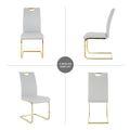 Modern Dining Chairs With Faux Leather Padded Seat Dining Living Room Chairs Upholstered Chair With Gold Metal Legs Design For Kitchen, Living, Bedroom, Dining Room Side Chairs Set Of 4 Grey Gold Metal