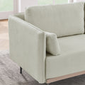 Modern Sofa 3 Seat Couch With Stainless Steel Trim And Metal Legs For Living Room, Linen Beige Beige Foam
