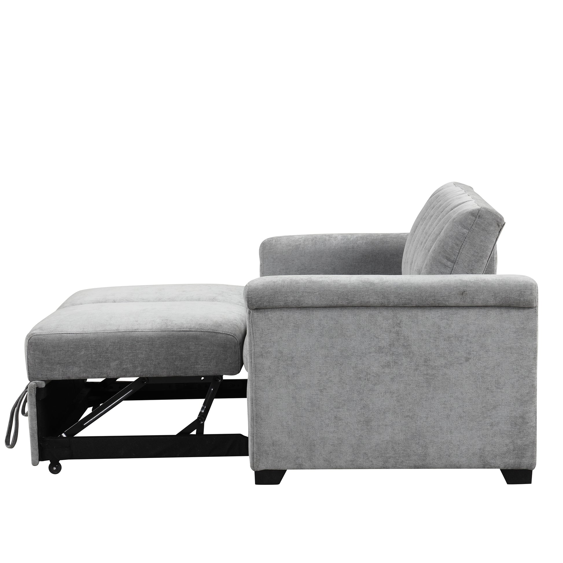 Convertible Soft Cushion Sofa Pull Bed ,For Two People To Sit On Gray Polyester