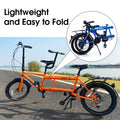 Tandem Bike ,20Inch Wheels ,2 Seater ,Shimano 7Speed ,Foldable Tandem Adult Beach Cruiser Orange Steel