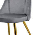 Modern Grey Velvet Dining Chairsfabric Accent Upholstered Chairs Side Chair With Gold Legs For Home Furniture Living Room Bedroom Kitchen Dinning Room Set Of 4 Metal Grey Velvet