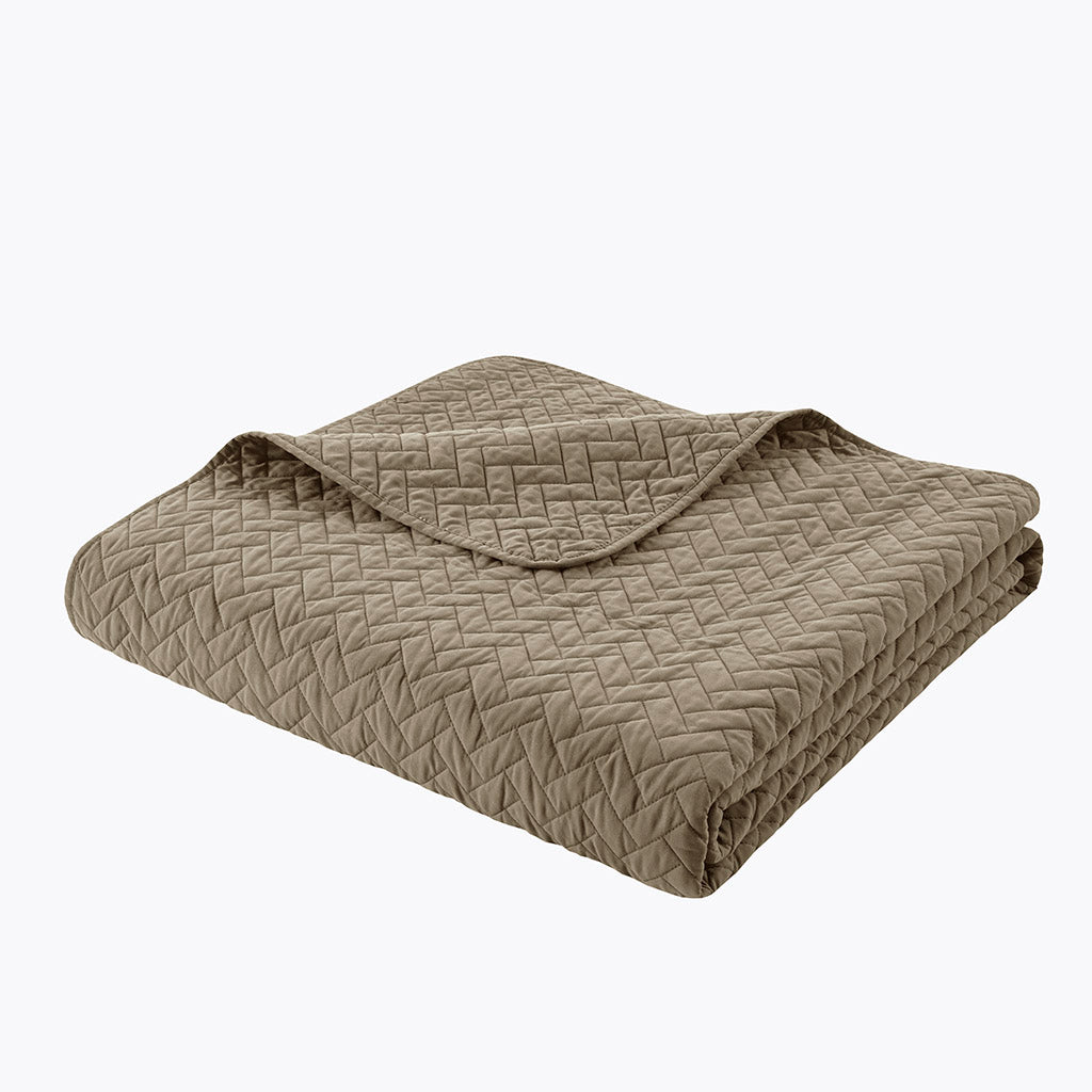 3 Piece Luxurious Oversized Quilt Set Taupe Cotton