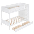 Twin Over Twin Bunk Bed With 2 Drawers And Multi Layer Cabinet, White White Solid Wood Mdf