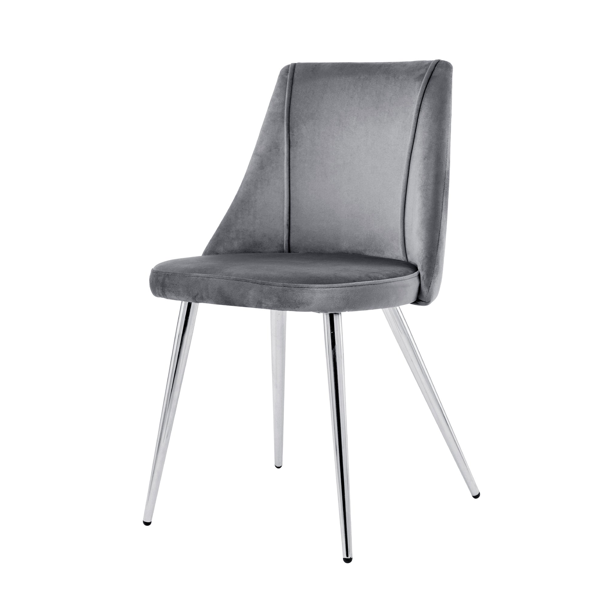 Modern Grey Velvet Dining Chairsfabric Accent Upholstered Chairs Side Chair With Chrome Legs For Home Furniture Living Room Bedroom Kitchen Dinning Room Set Of 4 Metal Grey Velvet