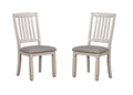 Dining Room Furniture Set Of 2Pcs Side Chairs Antique White Solid Wood Slats Back Light Gray Padded Fabric Seat Cushions Kitchen Breakfast Antique White Gray White Dining Room Rustic,Transitional Side Chair Rubberwood Slat Back Solid Wood