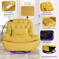 270 Degree Swivel Power Recliner With Voice Control, Bluetooth Music Player,Usb Ports, Atmosphere Lamp, Hidden Arm Storage And Mobile Phone Holder For Living Room, Bedroom, Apartment, Yellow Yellow Foam Linen