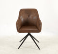 Modern Chair Set Of 2 With Iron Tube Legs, Soft Cushions And Comfortable Backrest, Suitable For Dining Room, Living Room, Cafe, Simple Structure.Swivel Chair Matte Brown Fabric