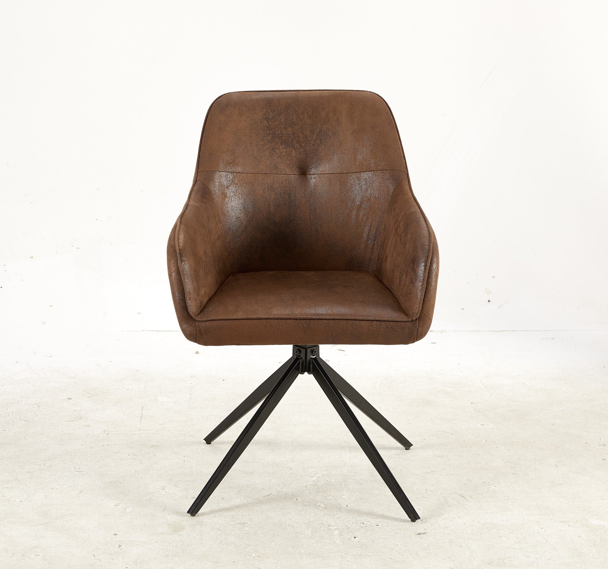 Modern Chair Set Of 2 With Iron Tube Legs, Soft Cushions And Comfortable Backrest, Suitable For Dining Room, Living Room, Cafe, Simple Structure.Swivel Chair Matte Brown Fabric