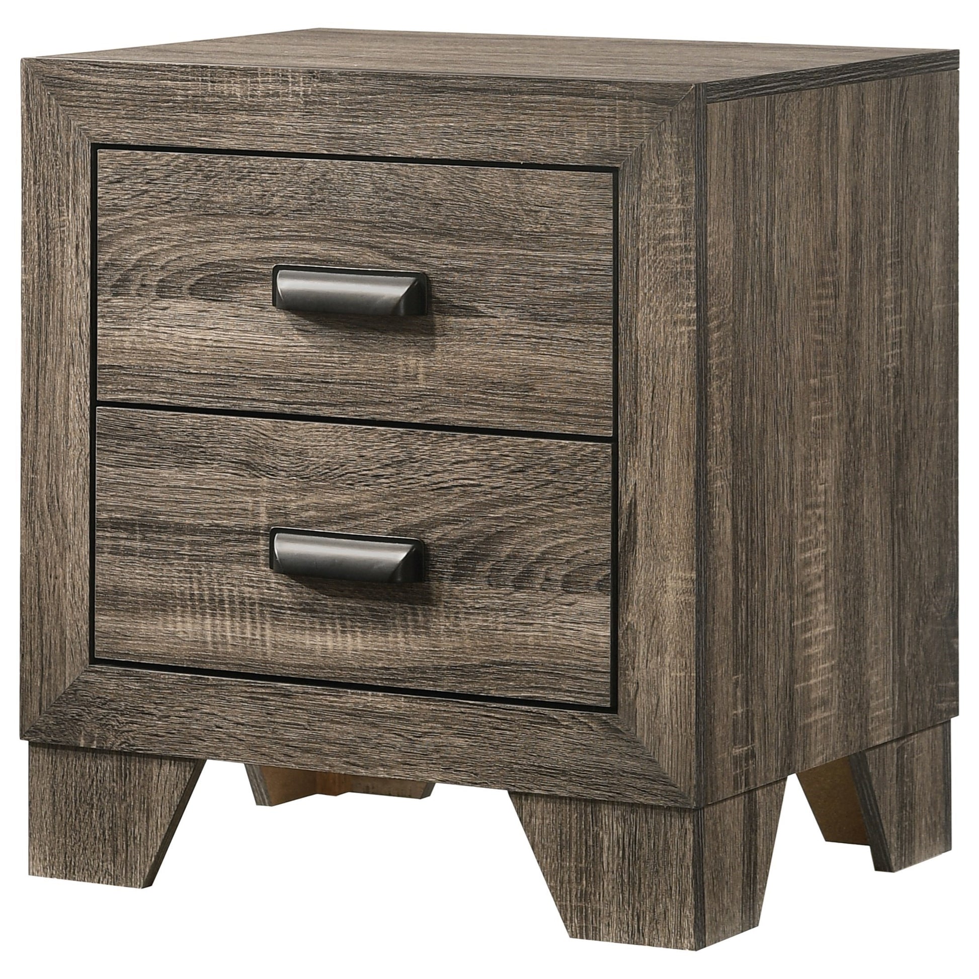 1Pc Transitional 2 Drawer Nightstand With Metal Hardware Rustic Gray Finish Bedroom Furniture Gray 2 Drawers Bedside Cabinet Wood