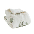 3 Piece Cotton Blend Chenille Comforter Set Green Ivory Cotton