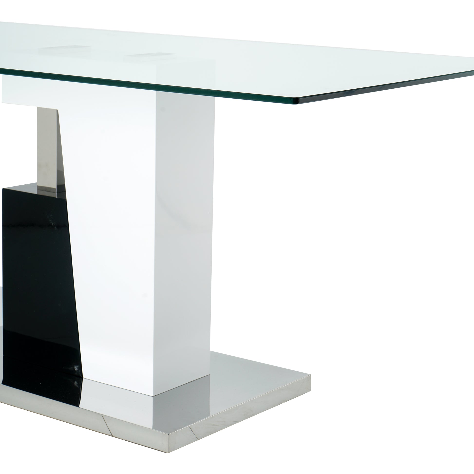 Modern Style Glass Table, Elegant Transparent Design, Durable Support Base, Solid, Selected Materials Made Of Furniture Display Fashion, Suitable For The Living Room Set Of 1 White Black Tempered Glass