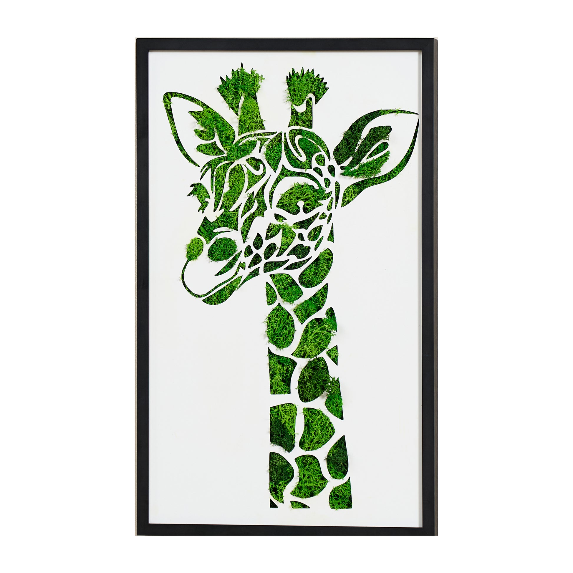 Giraffe Metal Art Moss Wall Decor Green Iron