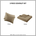 3 Piece Luxurious Oversized Quilt Set Taupe Cotton