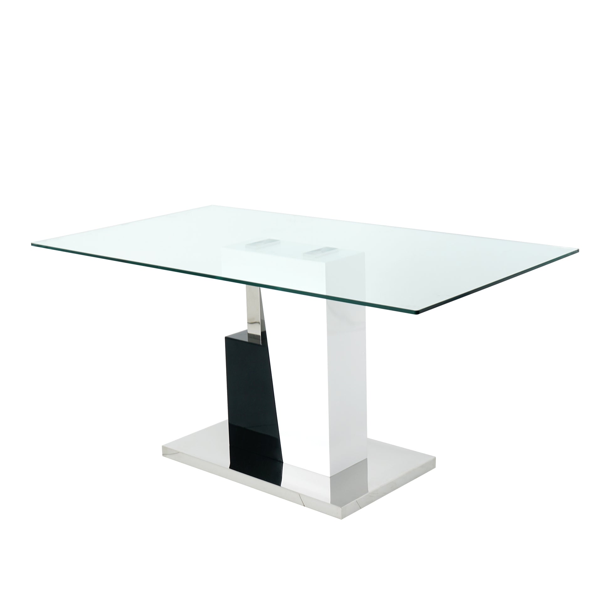 Modern Style Glass Table, Elegant Transparent Design, Durable Support Base, Solid, Selected Materials Made Of Furniture Display Fashion, Suitable For The Living Room Set Of 1 White Black Tempered Glass