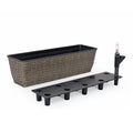 2 Pack Self Watering Planter Hand Woven Wicker Rectangular Dark Gray Dark Gray Plastic Rattan