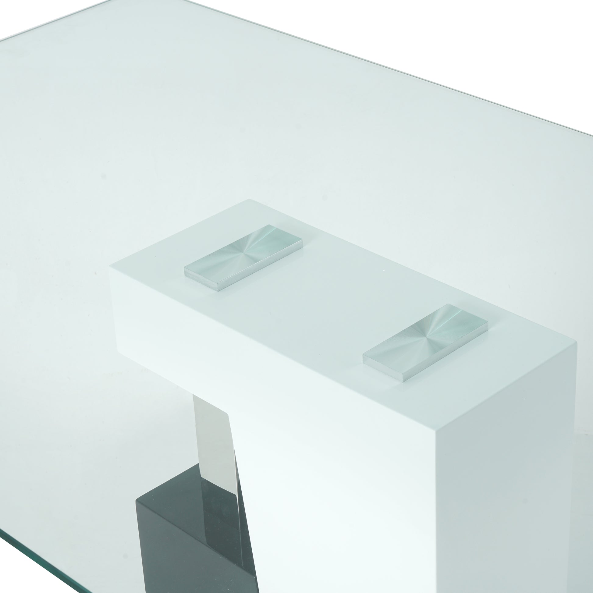 Modern Style Glass Table, Elegant Transparent Design, Durable Support Base, Solid, Selected Materials Made Of Furniture Display Fashion, Suitable For The Living Room Set Of 1 White Black Tempered Glass