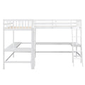 Wood Twin Size L Shaped Loft Bed With Ladder And 2 Built In L Shaped Desks, White Box Spring Not Required Twin White Wood Bedroom Solid Wood Mdf