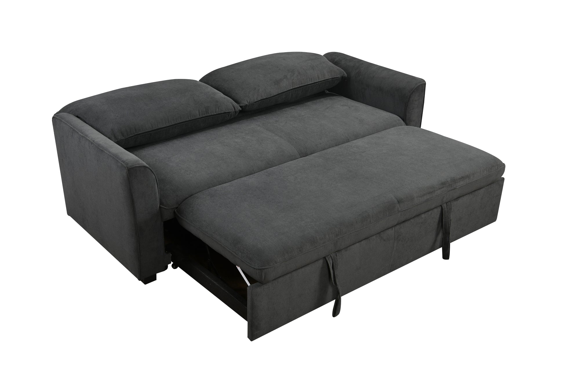 78 Inch 3 In 1 Convertible Sleeper Sofa Bed, Modern Fabric Loveseat Futon Sofa Couch W Pullout Bed, Small Beautiful Seat Lounge Sofa W Reclining Backrest, Furniture For Living Room, Dark Gray Light Brown Wood Primary Living Space Heavy Duty Eucalyptus 3