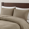 3 Piece Luxurious Oversized Quilt Set Taupe Cotton