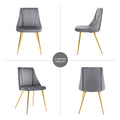 Modern Grey Velvet Dining Chairsfabric Accent Upholstered Chairs Side Chair With Gold Legs For Home Furniture Living Room Bedroom Kitchen Dinning Room Set Of 4 Metal Grey Velvet