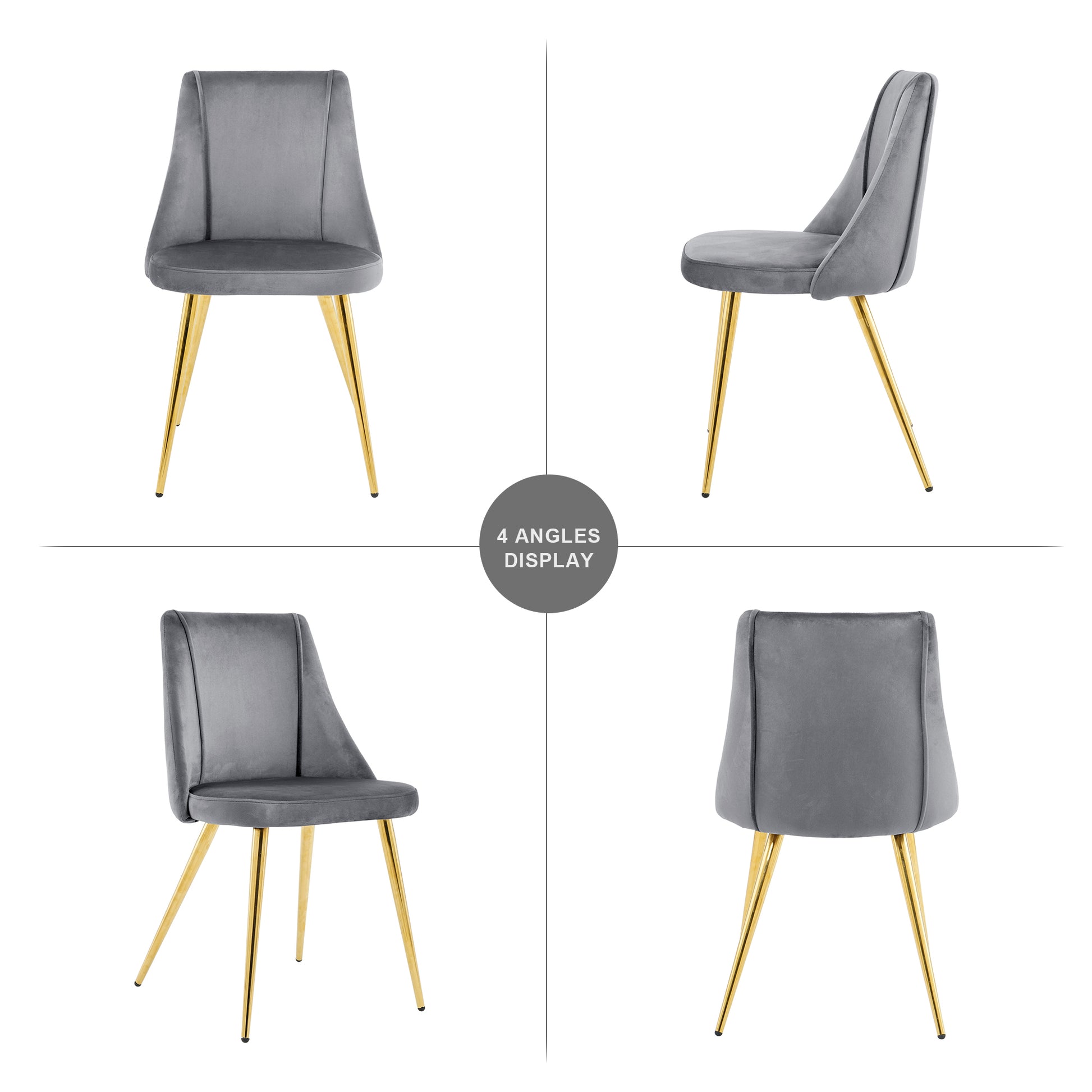 Modern Grey Velvet Dining Chairsfabric Accent Upholstered Chairs Side Chair With Gold Legs For Home Furniture Living Room Bedroom Kitchen Dinning Room Set Of 4 Metal Grey Velvet