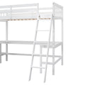 Wood Twin Size L Shaped Loft Bed With Ladder And 2 Built In L Shaped Desks, White Box Spring Not Required Twin White Wood Bedroom Solid Wood Mdf