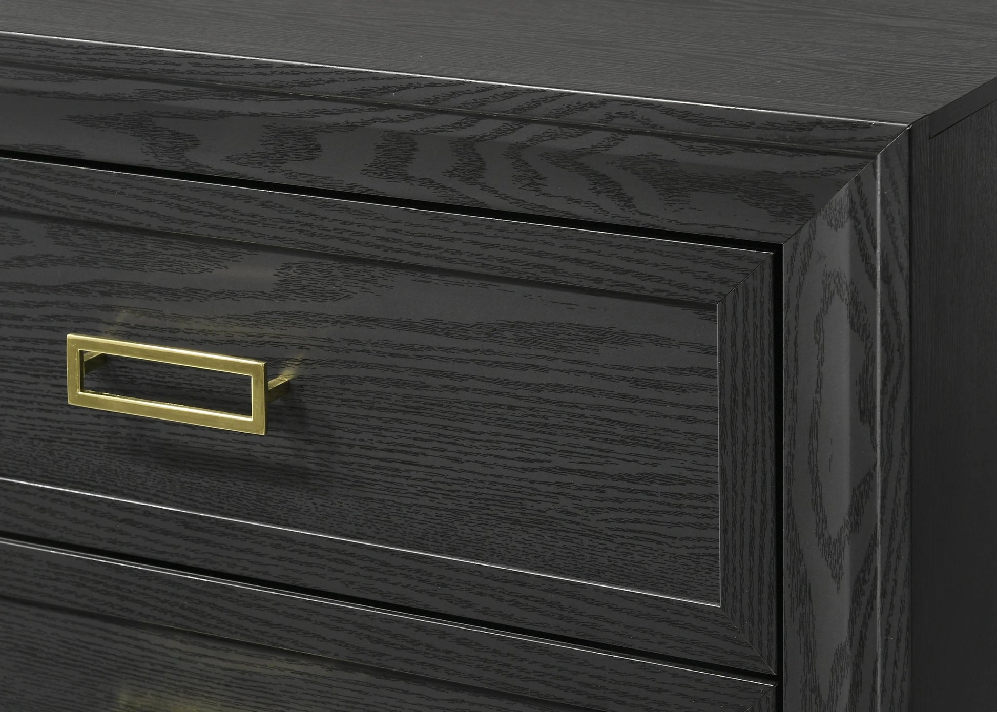 Glamorous 1Pc Modern Glam Style 2 Drawer Nightstand Black Gold Finish Gold Colored Hardware Bedroom Furniture Black 2 Drawers Bedside Cabinet Wood