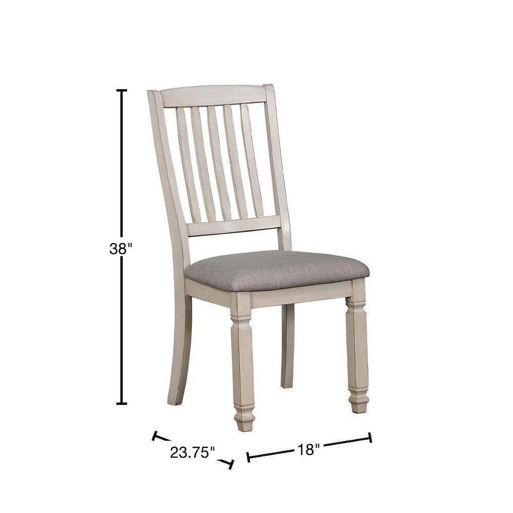 Dining Room Furniture Set Of 2Pcs Side Chairs Antique White Solid Wood Slats Back Light Gray Padded Fabric Seat Cushions Kitchen Breakfast Antique White Gray White Dining Room Rustic,Transitional Side Chair Rubberwood Slat Back Solid Wood