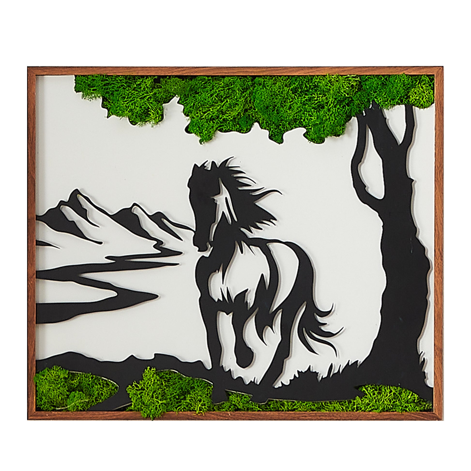 Horse Moss Metal Wall Art Green Iron