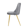 Modern Grey Velvet Dining Chairsfabric Accent Upholstered Chairs Side Chair With Gold Legs For Home Furniture Living Room Bedroom Kitchen Dinning Room Set Of 4 Metal Grey Velvet