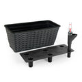 2 Pack Smart Self Watering Rectangle Planter For Indoor And Outdoor Hand Woven Wicker Espresso Espresso Plastic Rattan