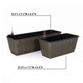 2 Pack Self Watering Planter Hand Woven Wicker Rectangular Dark Gray Dark Gray Plastic Rattan