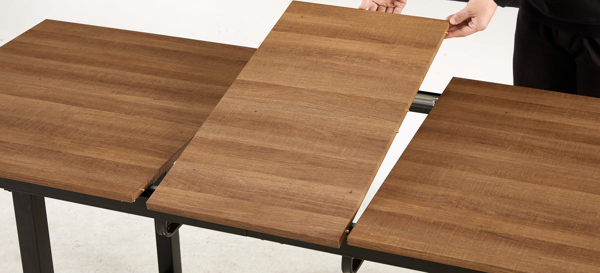 Square Extensible Table Square Extendable Dining Table With Metal Leg,Modern Space Saving Kitc