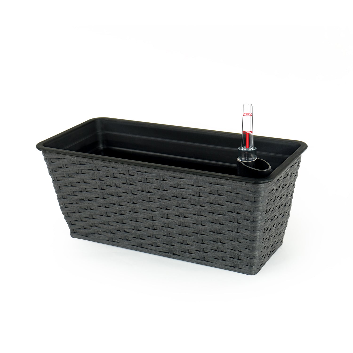 2 Pack Smart Self Watering Rectangle Planter For Indoor And Outdoor Hand Woven Wicker Espresso Espresso Plastic Rattan