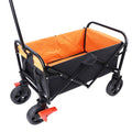 Mini Folding Wagon Garden Shopping Beach Cart Brake Orange Black Beige Yellow Metal