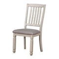 Dining Room Furniture Set Of 2Pcs Side Chairs Antique White Solid Wood Slats Back Light Gray Padded Fabric Seat Cushions Kitchen Breakfast Antique White Gray White Dining Room Rustic,Transitional Side Chair Rubberwood Slat Back Solid Wood