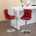 Swivel Velvet Barstools Adjusatble Seat Height From 25 33 Inch, Chrome Base Bar Stools With Backs Comfortable Tufted For Home Pub And Kitchen Island, Wine Red,Burdy,Set Of 2,1712Wr Burgundy Dining Room American Design Bar Stools Foam Velvet