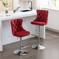 Swivel Velvet Barstools Adjusatble Seat Height From 25 33 Inch, Chrome Base Bar Stools With Backs Comfortable Tufted For Home Pub And Kitchen Island, Wine Red,Burdy,Set Of 2,1712Wr Burgundy Dining Room American Design Bar Stools Foam Velvet